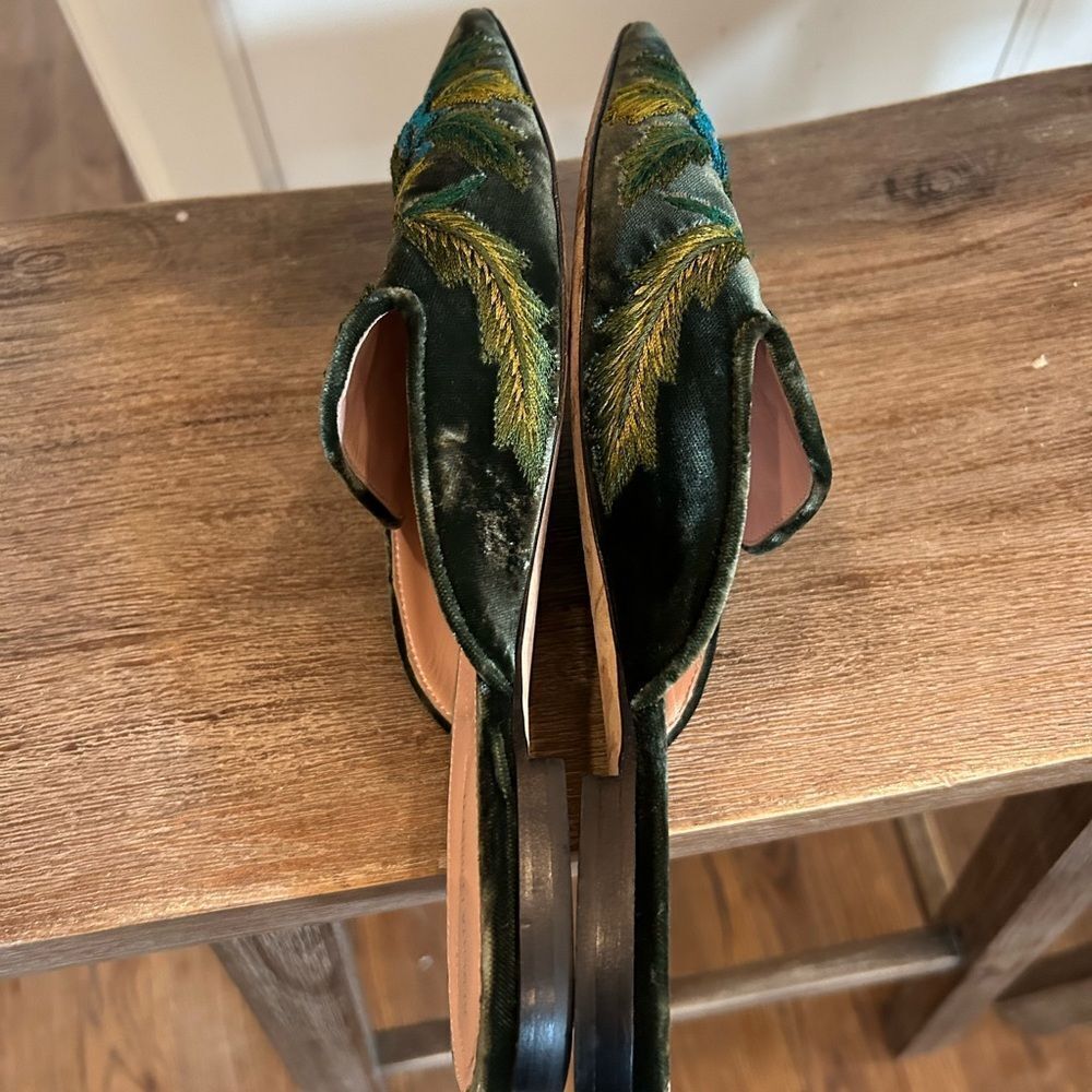 Alberta Ferretti Mia Embroidered Mules in Black Velvet 37 - Picture 8 of 9
